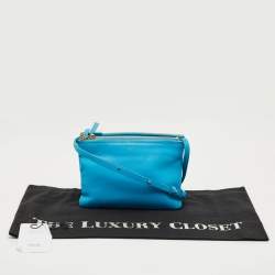 Pre Owned Celine Blue Leather Small Trio Crossbody Bag