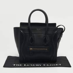 Pre Owned Celine Black Leather Micro Luggage Tote