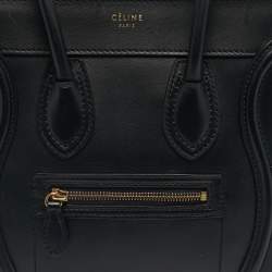 Pre Owned Celine Black Leather Micro Luggage Tote