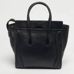 Pre Owned Celine Black Leather Micro Luggage Tote