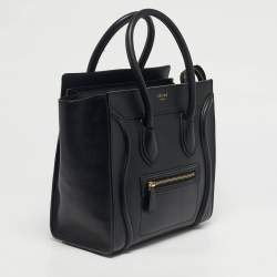 Pre Owned Celine Black Leather Micro Luggage Tote