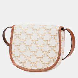 Pre Owned Celine Mini Triomphe Coated Canvas Besace Crossbody