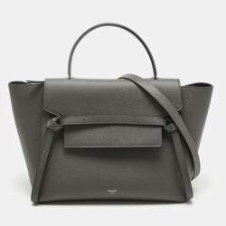 Pre Owned Celine Grey Leather Mini Belt Top Handle Bag