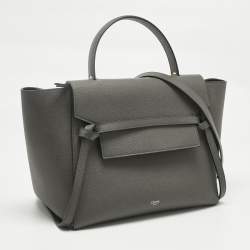 Pre Owned Celine Grey Leather Mini Belt Top Handle Bag