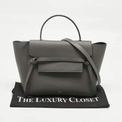 Pre Owned Celine Grey Leather Mini Belt Top Handle Bag
