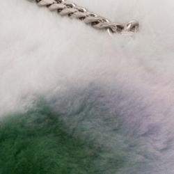 Pre Owned Celine Multicolor Shearling Triomphe Chain Shoulder Bag
