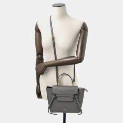 Pre Owned Celine Belt Bag Gray Leather Size Nano