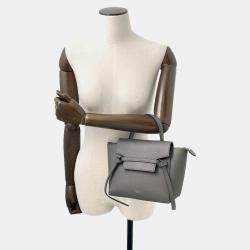Pre Owned Celine Belt Bag Gray Leather Size Nano