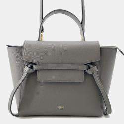 Pre Owned Celine Belt Bag Gray Leather Size Nano