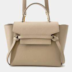 Pre Owned Celine Belt Bag Beige Leather Size Micro
