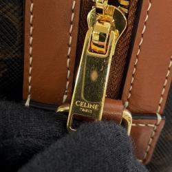 Pre Owned Celine Triomphe Vertical Travel Bag Black/Tan Pvc Leather