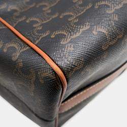 Pre Owned Celine Triomphe Vertical Travel Bag Black/Tan Pvc Leather