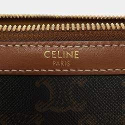 Pre Owned Celine Triomphe Vertical Travel Bag Black/Tan Pvc Leather