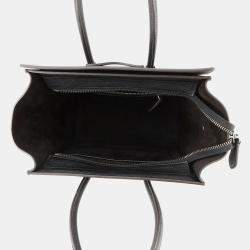 Pre Owned Celine Luggage Shopper Handbag Black Leather Size Micro