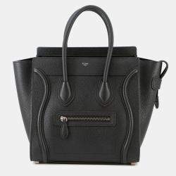 Pre Owned Celine Luggage Shopper Handbag Black Leather Size Micro