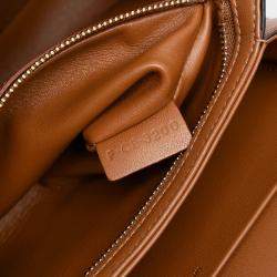 Pre Owned Celine Beige Brown Classique Canvas and Calfskin Triomphe Crossbody