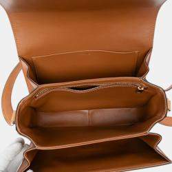 Pre Owned Celine Beige Brown Classique Canvas and Calfskin Triomphe Crossbody