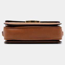 Pre Owned Celine Beige Brown Classique Canvas and Calfskin Triomphe Crossbody