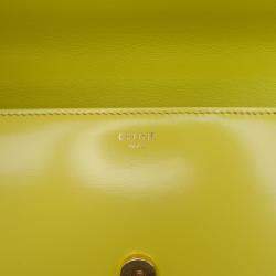 Pre Owned Celine Yellow Calfskin Cuir Triomphe Chain Shoulder Bag