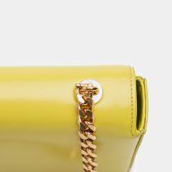 Pre Owned Celine Yellow Calfskin Cuir Triomphe Chain Shoulder Bag