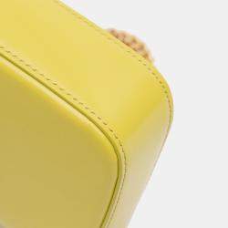 Pre Owned Celine Yellow Calfskin Cuir Triomphe Chain Shoulder Bag