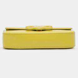 Pre Owned Celine Yellow Calfskin Cuir Triomphe Chain Shoulder Bag