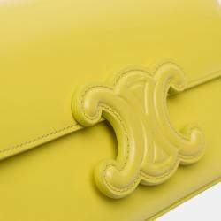 Pre Owned Celine Yellow Calfskin Cuir Triomphe Chain Shoulder Bag