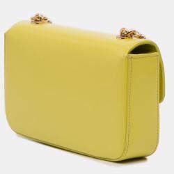 Pre Owned Celine Yellow Calfskin Cuir Triomphe Chain Shoulder Bag