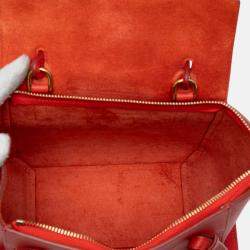 Pre Owned Celine Red Nano Grained Calfskin Belt Bag