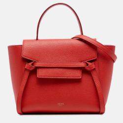 Pre Owned Celine Red Nano Grained Calfskin Belt Bag