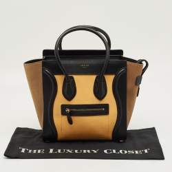 Pre Owned Celine Tricolor Leather and Nubuck Micro Luggage Tote