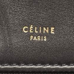 Pre Owned Celine Black/Off White Leather and Python Medium Edge Top Handle Bag
