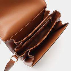 Pre Owned Celine Classic Triomphe Shoulder Bag Canvas Leather Beige Brown