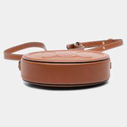 Pre Owned Celine Brown Small Calfskin Cuir Triomphe Oval Crossbody