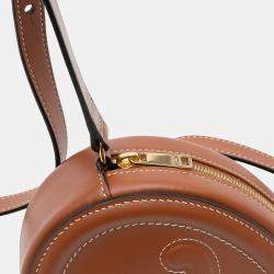 Pre Owned Celine Brown Small Calfskin Cuir Triomphe Oval Crossbody