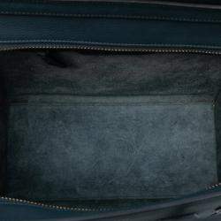 Pre Owned Celine Blue Micro Calfskin Luggage Tote