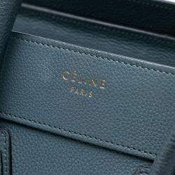 Pre Owned Celine Blue Micro Calfskin Luggage Tote
