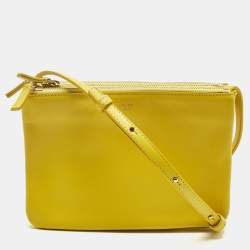 Pre Owned Celine Yellow Leather Small Trio Crossbody Bag