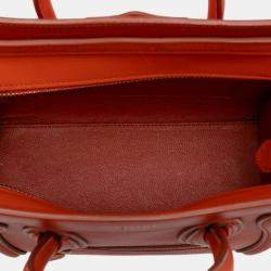 Pre Owned Celine Orange Nano Leather Luggage Tote