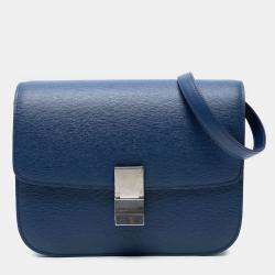 Pre Owned Celine Blue Medium Calfskin Classic Box