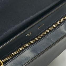 Pre Owned Celine Navy Blue Leather and Suede Medium Trapeze Top Handle Bag