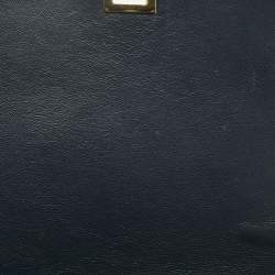 Pre Owned Celine Navy Blue Leather and Suede Medium Trapeze Top Handle Bag