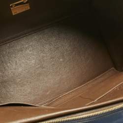 Pre Owned Celine Navy Blue Leather and Suede Medium Trapeze Top Handle Bag