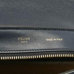 Pre Owned Celine Navy Blue Leather and Suede Medium Trapeze Top Handle Bag