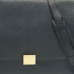 Pre Owned Celine Navy Blue Leather and Suede Medium Trapeze Top Handle Bag