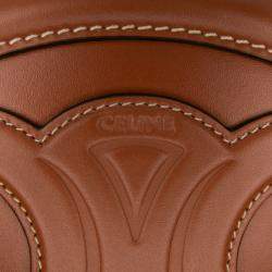 Pre Owned Celine Brown Small Calfskin Cuir Triomphe Oval Crossbody