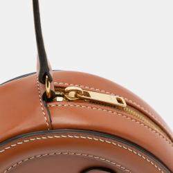 Pre Owned Celine Brown Small Calfskin Cuir Triomphe Oval Crossbody
