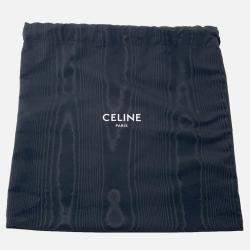 Pre Owned Celine Celine Logo Bucket Shoulder Bag Dark Gray/Brown Felt Leather Size Small