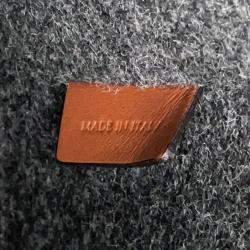 Pre Owned Celine Celine Logo Bucket Shoulder Bag Dark Gray/Brown Felt Leather Size Small