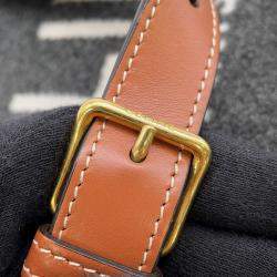 Pre Owned Celine Celine Logo Bucket Shoulder Bag Dark Gray/Brown Felt Leather Size Small